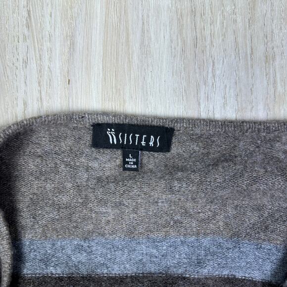 II Two Sisters Striped Waterfall Draped Lagenlook Open Cardigan Sweater Large - Picture 13 of 14